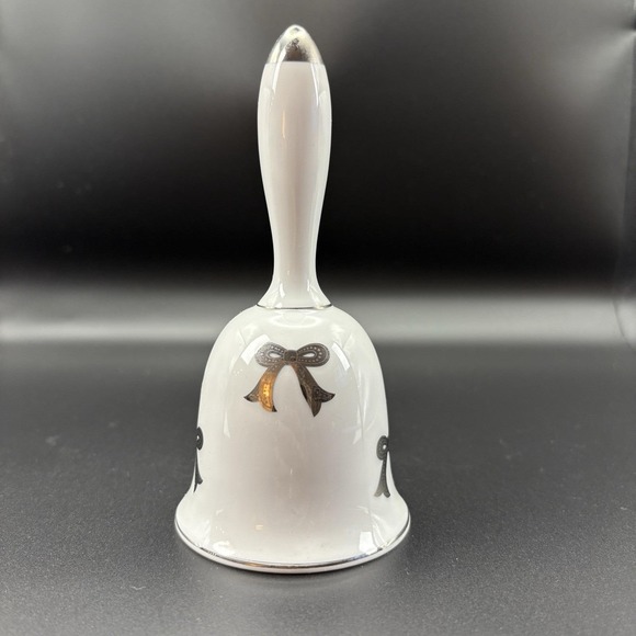 💍 Vintage Lefton 25th Anniversary Porcelain Bell | Silver‎ Jubilee Wedding Gift - Picture 4 of 6